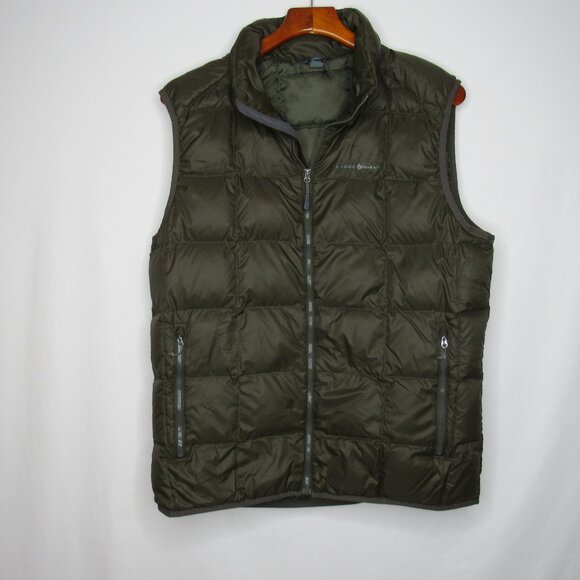 Eddie Bauer Olive Green Goose Down Puffer Vest Men's M Medium - Picture 6 of 9